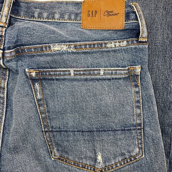 Gap Limited Edition Cone Denim Indigo Destroy Skinny Straight Jeans Size 31x30 - Picture 11 of 16
